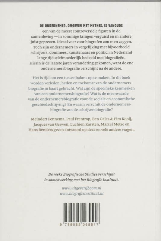 De Ondernemersbiografie achterkant
