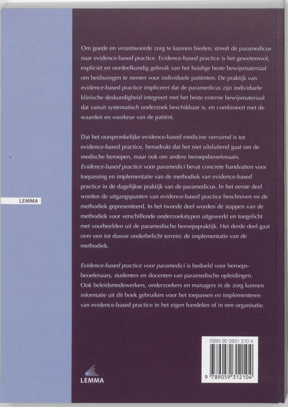 Evidence-based practice voor paramedici achterkant