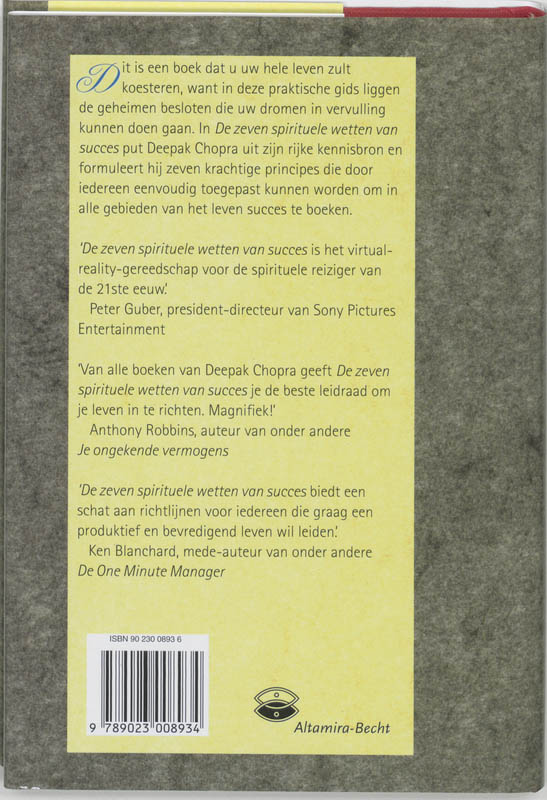 De zeven spirituele wetten van succes achterkant