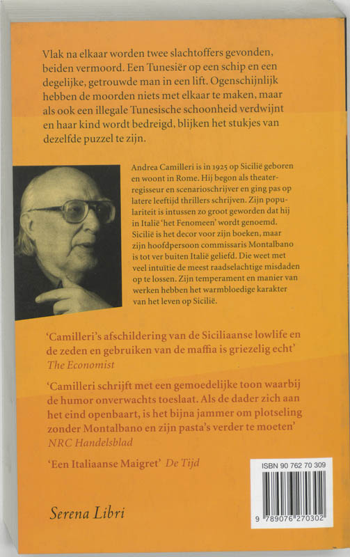 De gestolen twaaluurtjes / Montalbano thriller achterkant