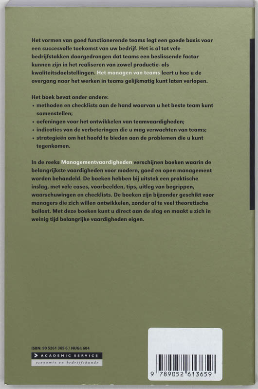 Het managen van teams / Managementvaardigheden achterkant
