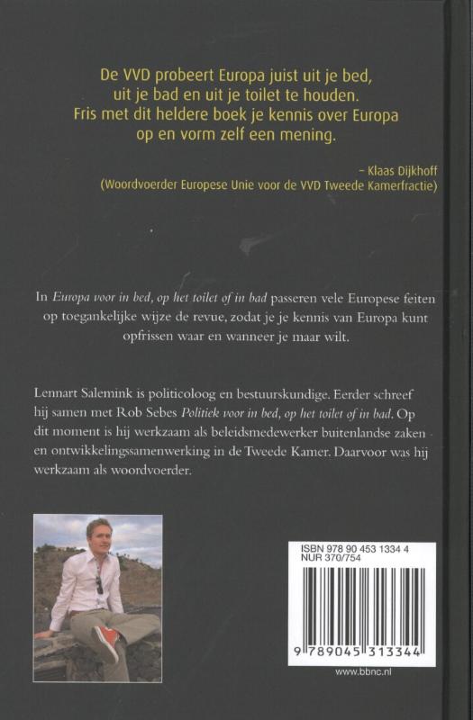 Europa voor in bed, op het toilet of in bad achterkant