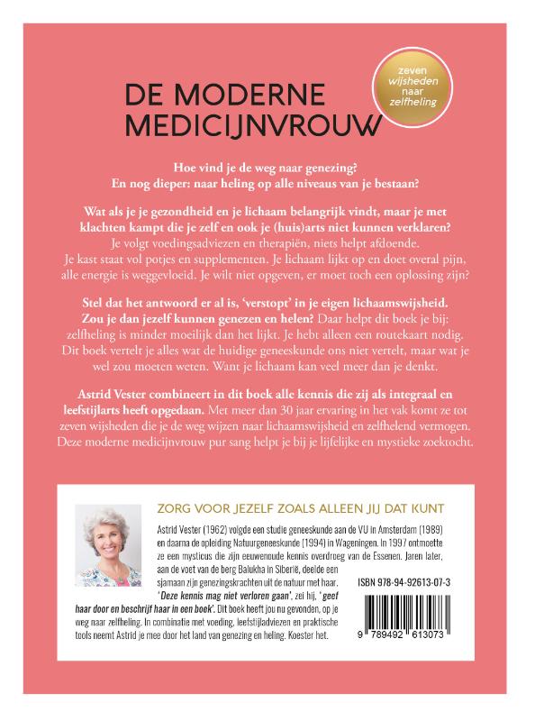 De moderne medicijnvrouw achterkant