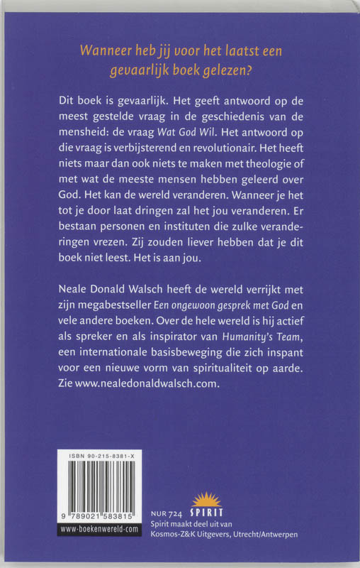 Wat God wil achterkant