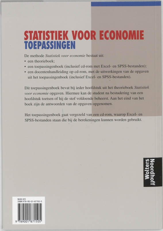 Statistiek voor economie Toepassingen achterkant