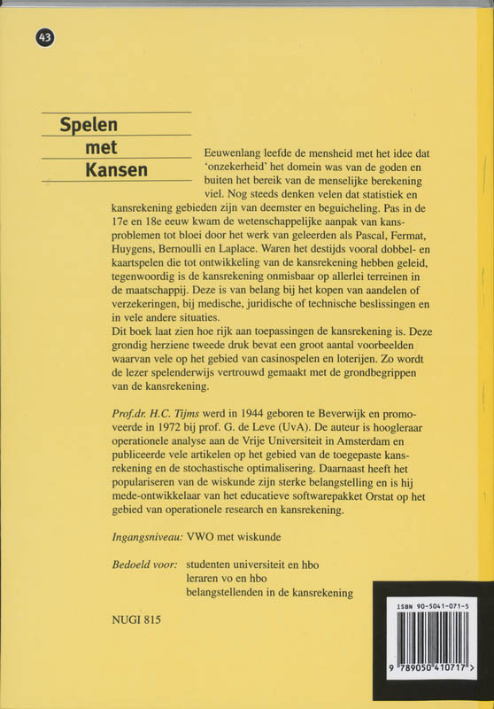 Epsilon uitgaven 43 -   Spelen met kansen achterkant