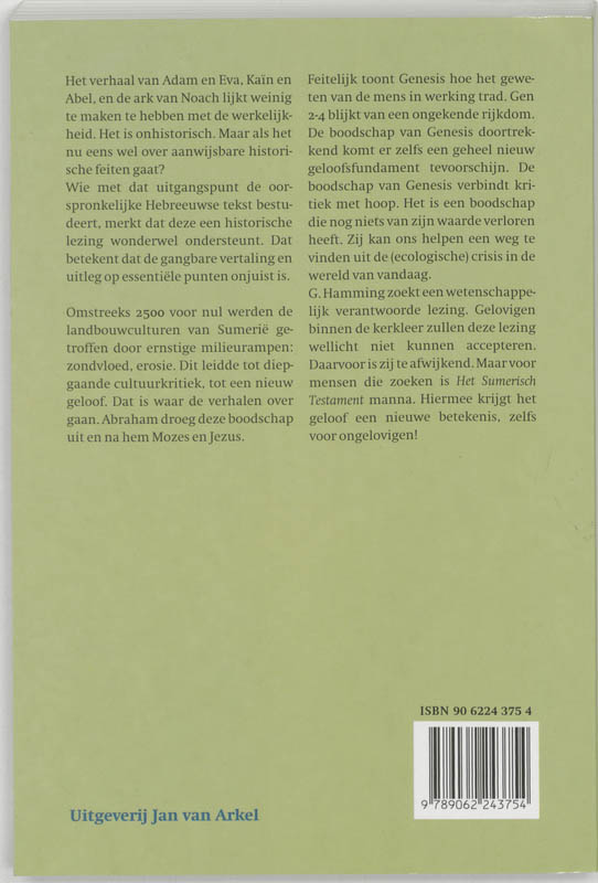 Serie milieufilosofie 6 -   Het Sumerisch Testament achterkant