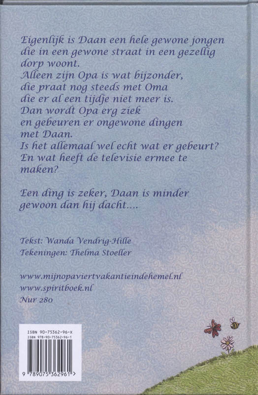 Mijn opa viert vakantie in de hemel / Spiritboek achterkant