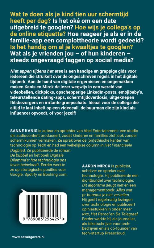 Niet appen tijdens het eten achterkant