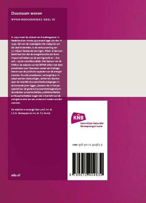 Duurzaam Wonen / WPNR Boekenreeks / 10 achterkant