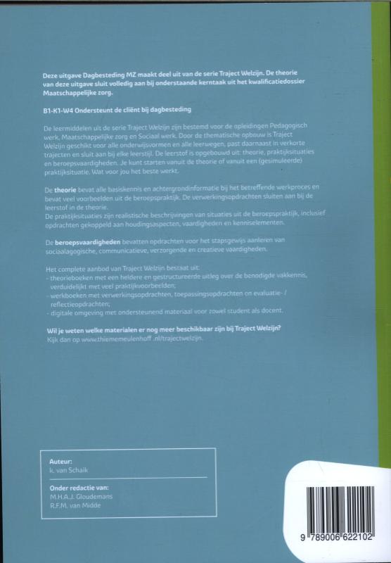 Dagbesteding MZ / niveau 3/4 / Theorieboek / Traject Welzijn achterkant