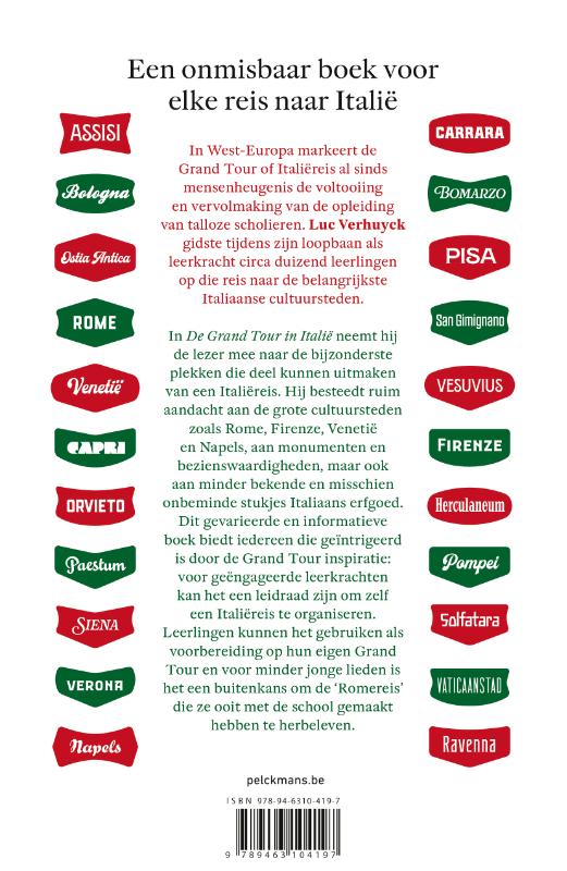 De Grand Tour in Italië achterkant
