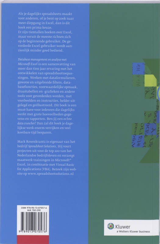 Database management en analyses met Microsoft Excel achterkant