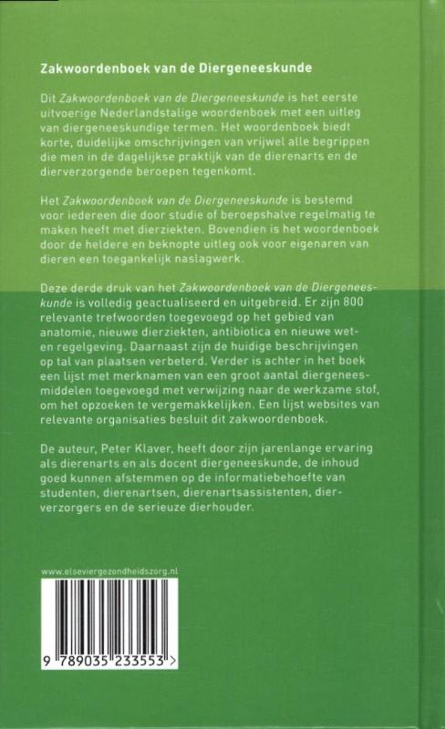 Zakwoordenboek Van De Diergeneeskunde achterkant