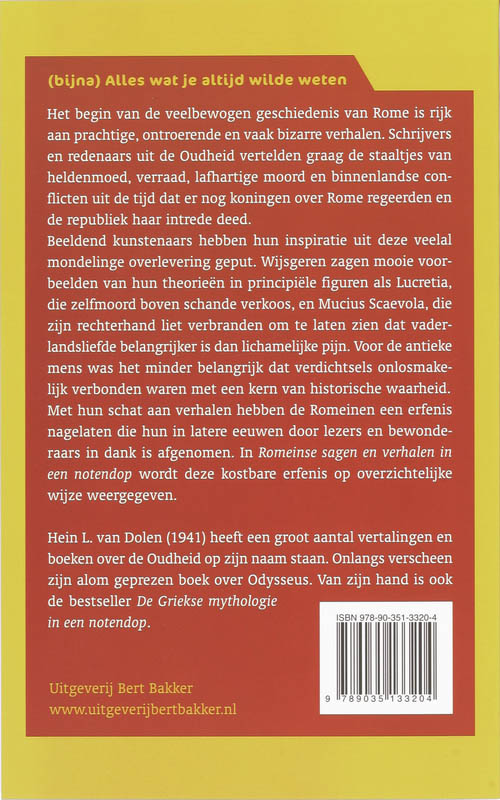 Romeinse sagen en verhalen in een notendop achterkant