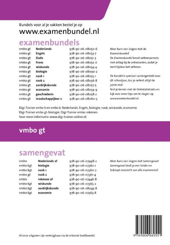 Nask 1 / Vmbo gt 2014/2015 / Examenbundel achterkant