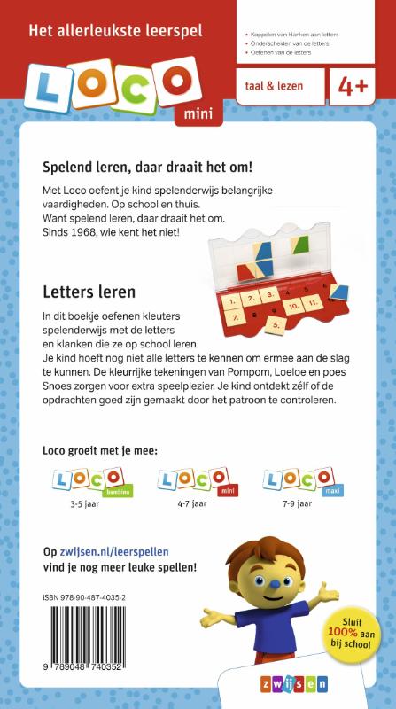 Loco Mini Rompompom ik leer letters / Loco Mini achterkant
