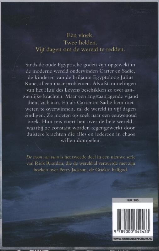 De troon van vuur / De avonturen van de familie Kane / 2 achterkant