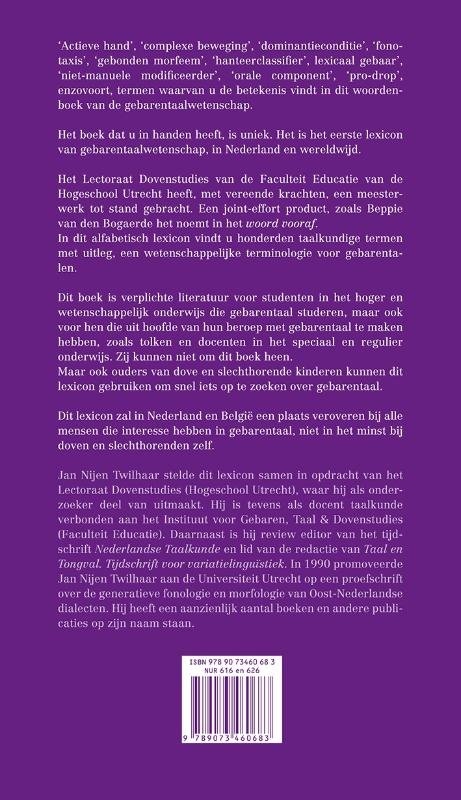 Lexicon van de gebarentaalwetenschap achterkant