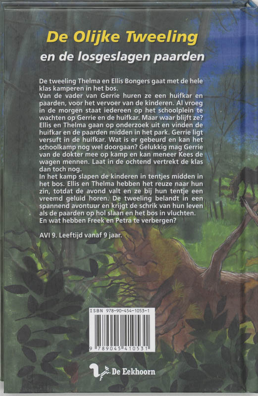 De Olijke Tweeling en de losgeslagen paarden achterkant