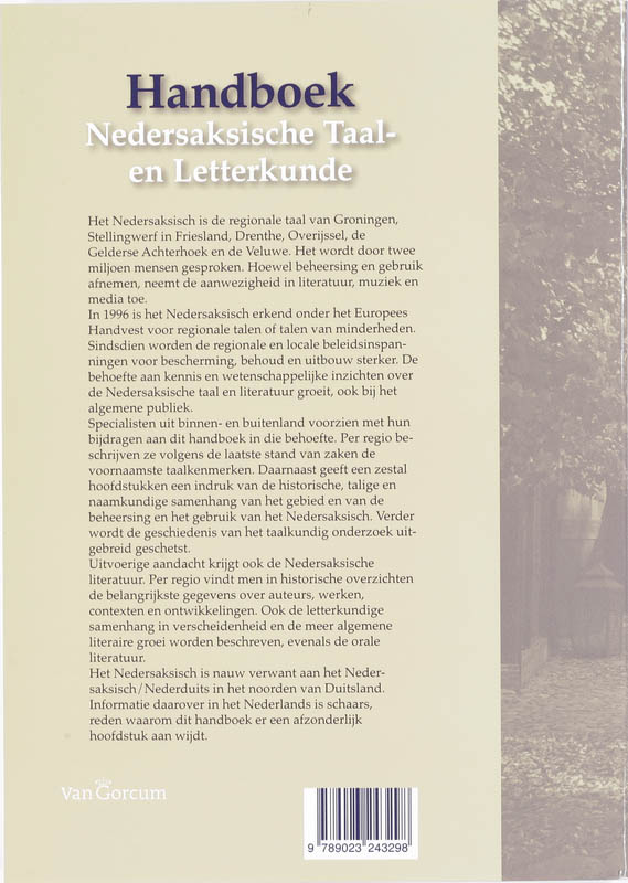 Handboek Nedersaksische Taal- en Letterkunde achterkant