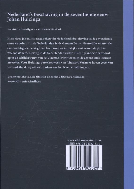 Nederland's beschaving in de zeventiende eeuw achterkant