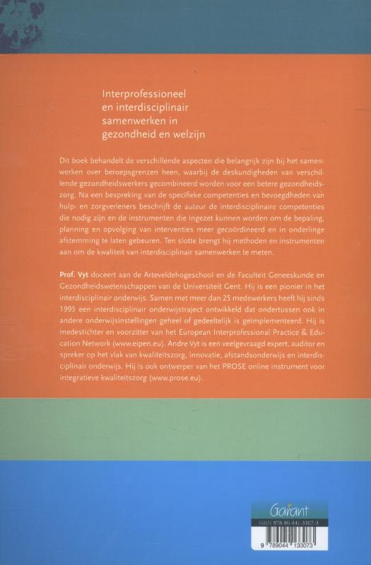 Interprofessioneel en interdisciplinair samenwerken in gezondheid en welzijn. (3de herziene druk) achterkant