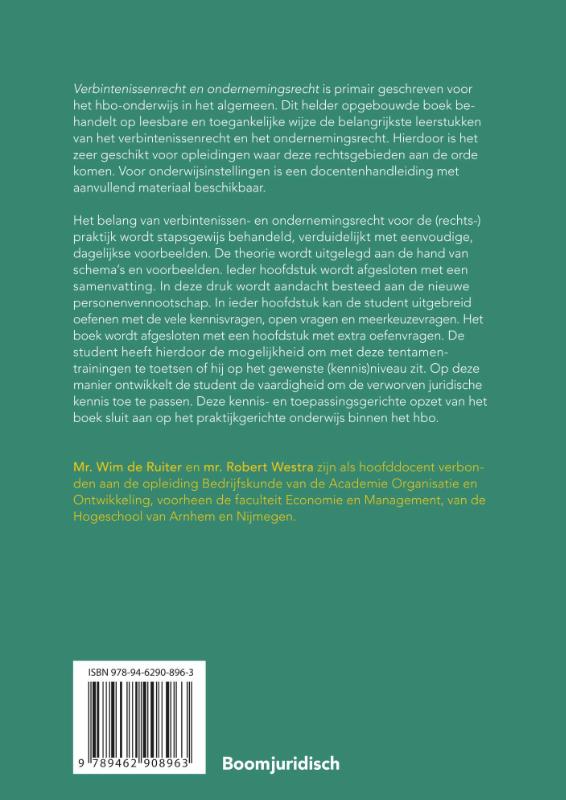 Verbintenissenrecht & ondernemingsrecht / Recht in je opleiding achterkant