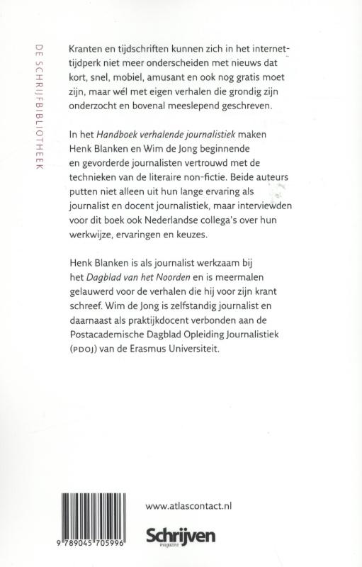 Handboek verhalende journalistiek / De schrijfbibliotheek achterkant