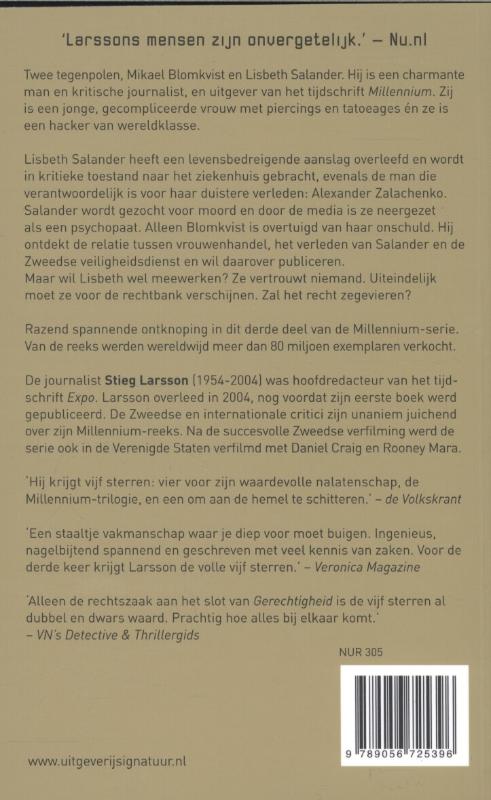 Gerechtigheid / Millennium / 3 achterkant