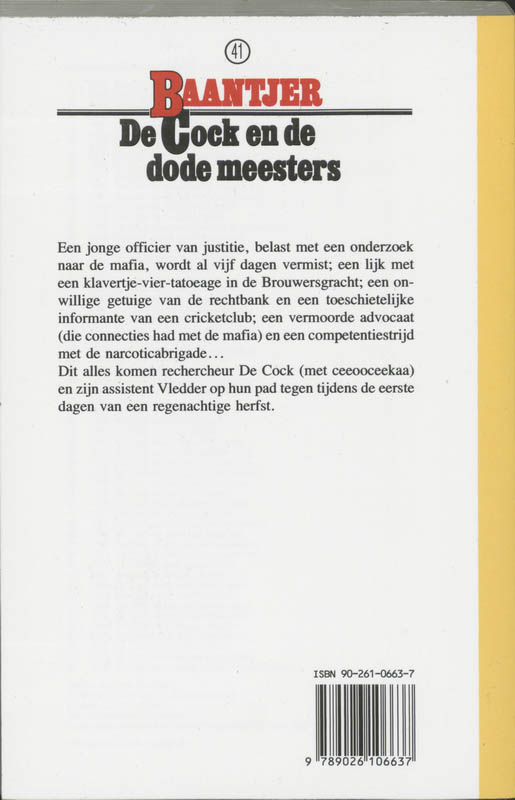 De Cock en de dode meesters / Baantjer / 41 achterkant