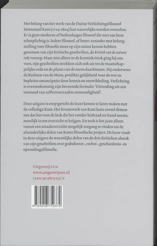 De drie kritieken achterkant