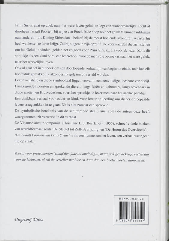 De Twaalf Poorten van Prins Sirius achterkant