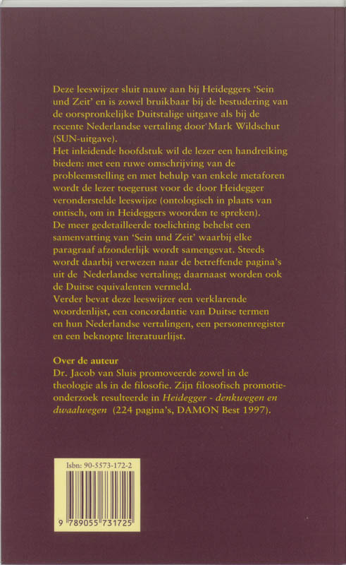 Leeswijzer bij 'Zijn en tijd' van Martin Heidegger achterkant