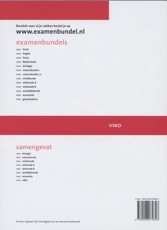 Examenbundel 2008/2009 VWO Nederlands achterkant