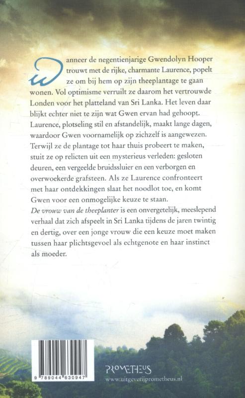de vrouw van de theeplanter achterkant