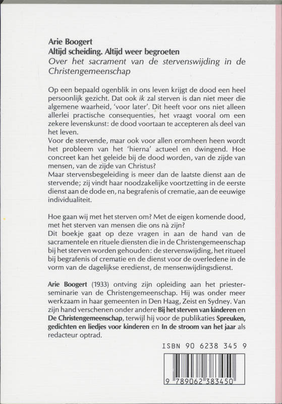 Altijd Scheiding, Altijd Weer Begroeten achterkant