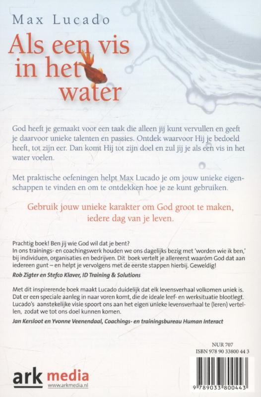 Als een vis in het water achterkant