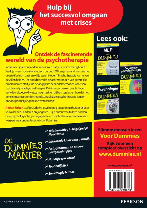 Psychotherapie voor Dummies / Voor Dummies achterkant