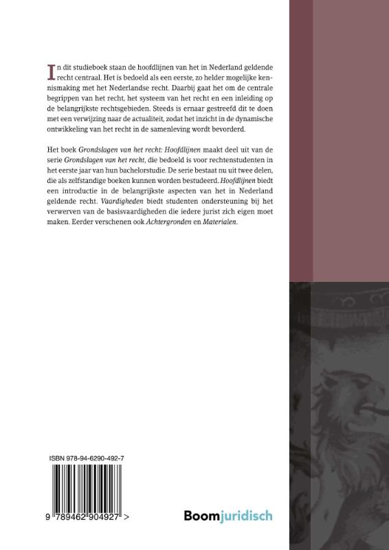 Grondslagen van het recht / 1: Hoofdlijnen / Boom Juridische studieboeken achterkant