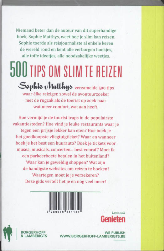 500 Tips Om Slim Te Reizen achterkant