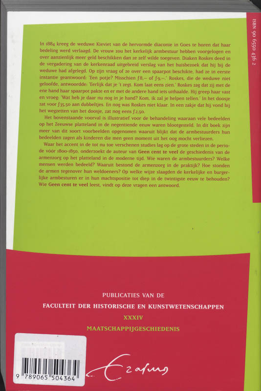 Geen cent te veel / Publicaties van de Faculteit der Historische en Kunstwetenschappen / XXXIV achterkant