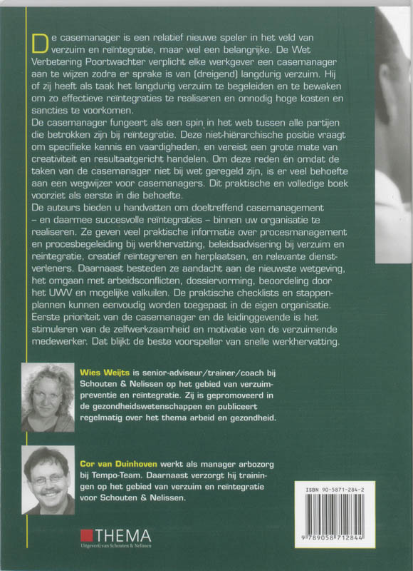 Casemanagement bij verzuim en reintegratie / De lerende organisatie achterkant