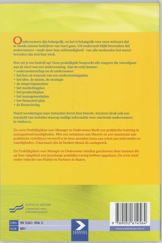 Het ondernemingsplan / Praktijkgidsen voor manager en ondernemer achterkant