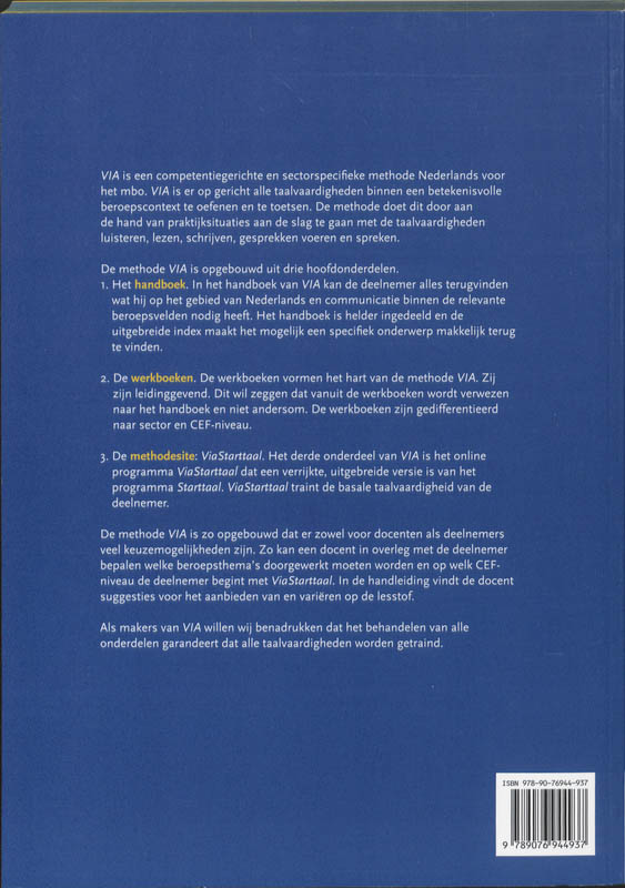 VIA / B1 Sport & Bewegen / deel Werkboek achterkant