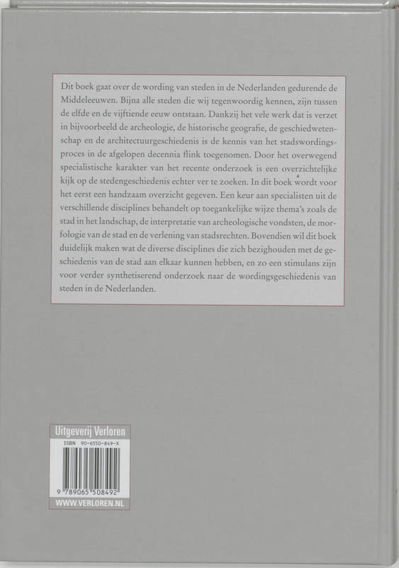 Middeleeuwse studies en bronnen 85 -   Stadswording in de Nederlanden achterkant
