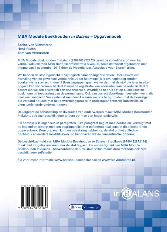 MBA Module Boekhouden in Balans achterkant