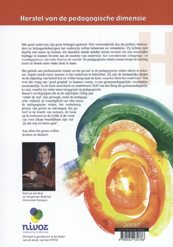 Herstel van de pedagogische dimensie in de ontwikkeling van mens en wereld achterkant