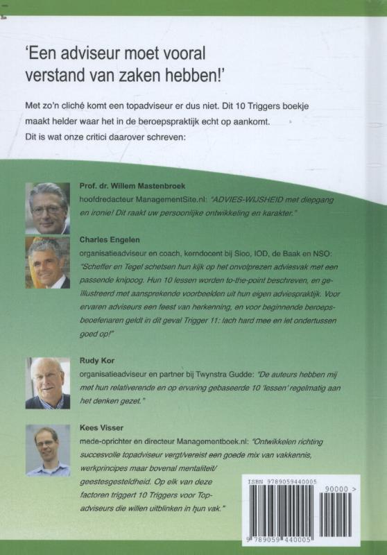 10 Triggers voor topadviseurs / Triggers voor Professionals / 2 achterkant