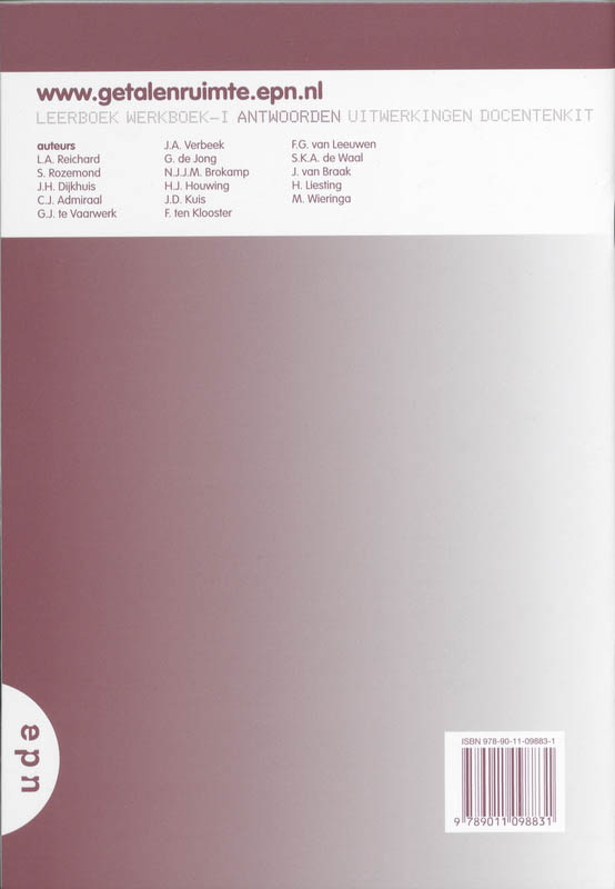 Getal en Ruimte / Vwo A deel 4 / deel Antwoorden achterkant